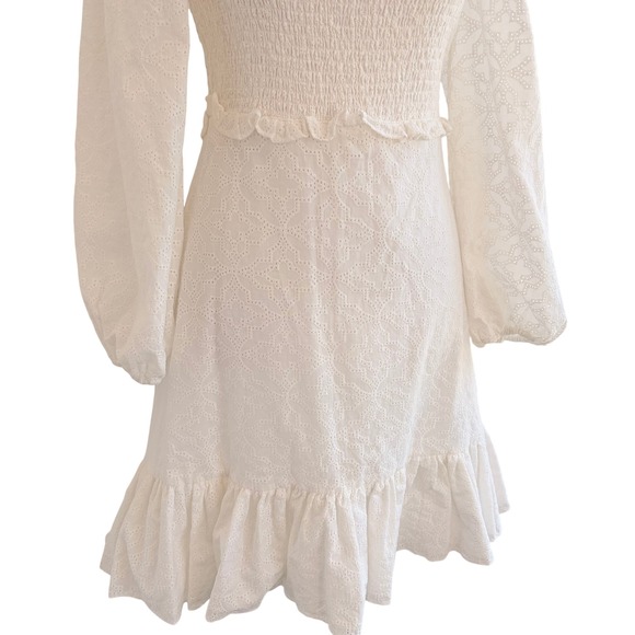 Veronica Beard NEW Denise Dress Sz 4 White Eyelet Cotton Smocked Mini Sun Dress - Picture 9 of 15